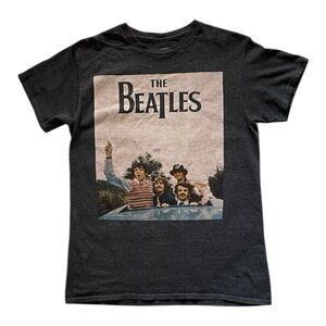 The Beatles Grey Short Sleeve Crew Neck Tee with Band Photo, Size (Small)